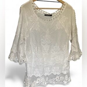 NWT SPIAGGIA DOLCE WOMAN BEAUTIFUL BOHO BLOUSE WHITE/OFF WHITE SMALL